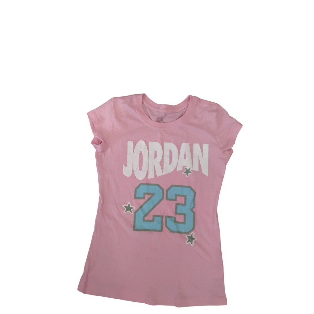 Jordan Girls Pink Short Sleeve Graphic T-Shirt Jordan 23 Jumpman Logo Size M
